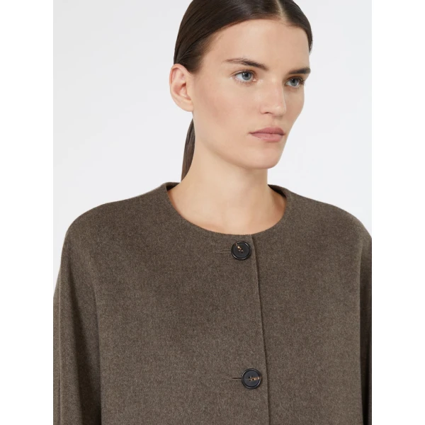 Max Mara Kate Cropped Wool Broadcloth Jacket in Medium Grey | Blazers | Luxury Shoes 