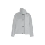 Max Mara Kate Cropped Wool Broadcloth Jacket in Pearl Grey | Blazers | Luxury Shoes 