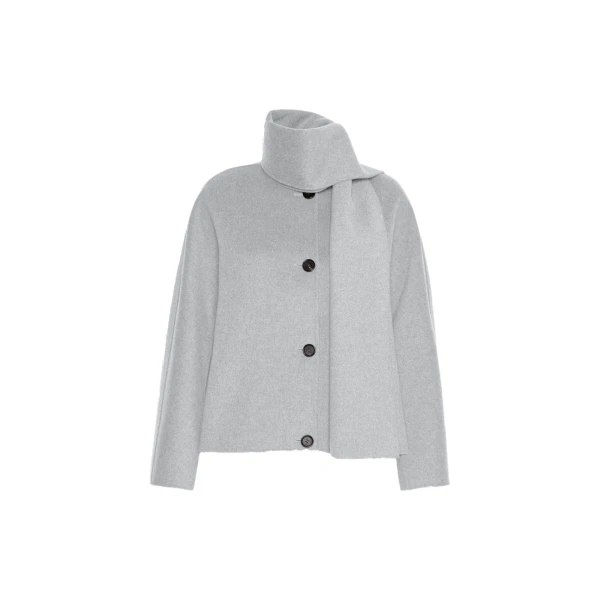 Max Mara Kate Cropped Wool Broadcloth Jacket in Pearl Grey | Blazers | Luxury Shoes 