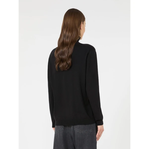Max Mara Kiku Wool and Silk Turtleneck in Black | Turtlenecks | Luxury Shoes 