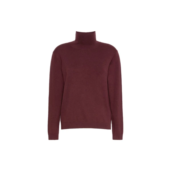 Max Mara Kiku Wool and Silk Turtleneck in Bordeaux | Turtlenecks | Luxury Shoes 