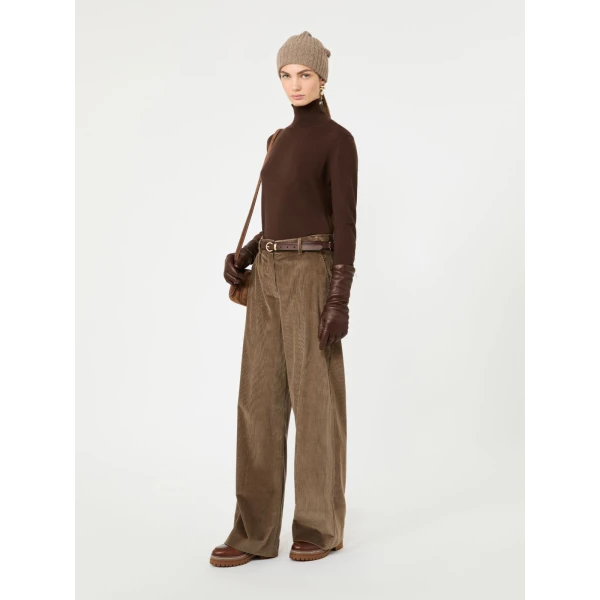 Max Mara Kiku Wool and Silk Turtleneck in Brown | Turtlenecks | Luxury Shoes 