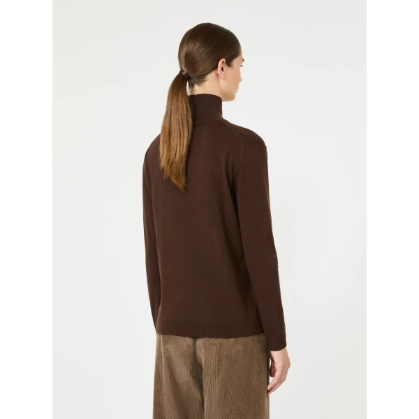 Max Mara Kiku Wool and Silk Turtleneck in Brown | Turtlenecks | Luxury Shoes 