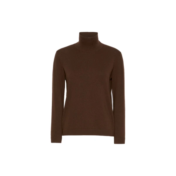 Max Mara Kiku Wool and Silk Turtleneck in Brown | Turtlenecks | Luxury Shoes 