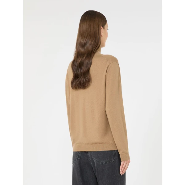 Max Mara Kiku Wool and Silk Turtleneck in Camel | Turtlenecks | Luxury Shoes 