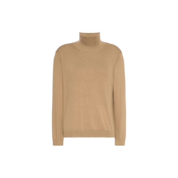 Max Mara Kiku Wool and Silk Turtleneck in Camel | Women | Luxury Shoes 