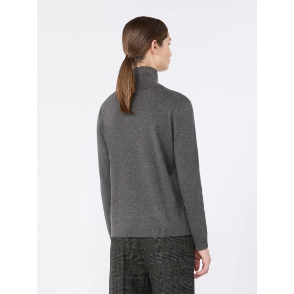 Max Mara Kiku Wool and Silk Turtleneck in Dark Grey | Turtlenecks | Luxury Shoes 