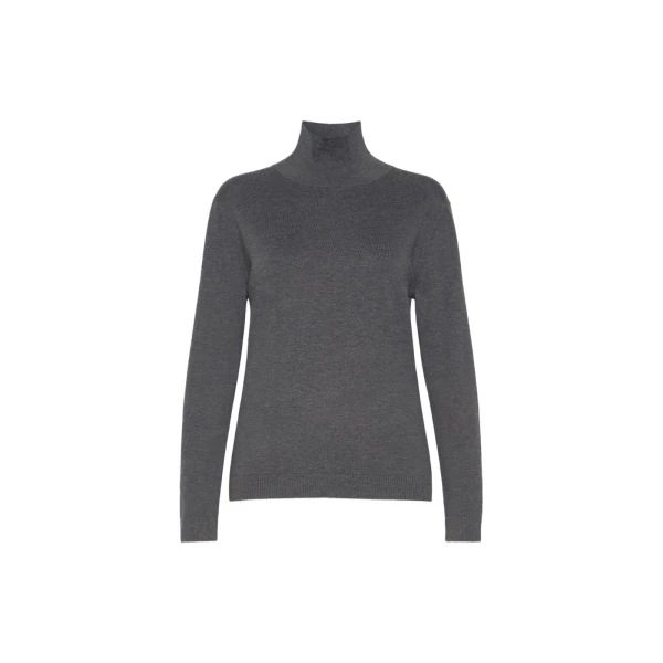 Kiku Wool and Silk Turtleneck in Dark Grey