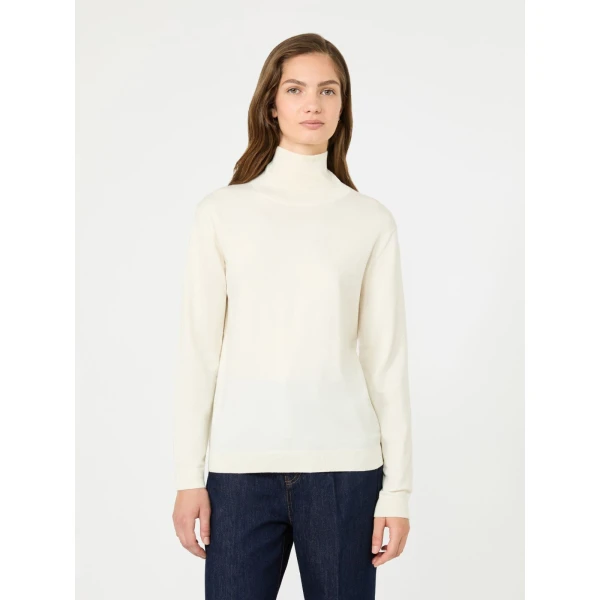 Max Mara Kiku Wool and Silk Turtleneck in Ivory | Turtlenecks | Luxury Shoes 