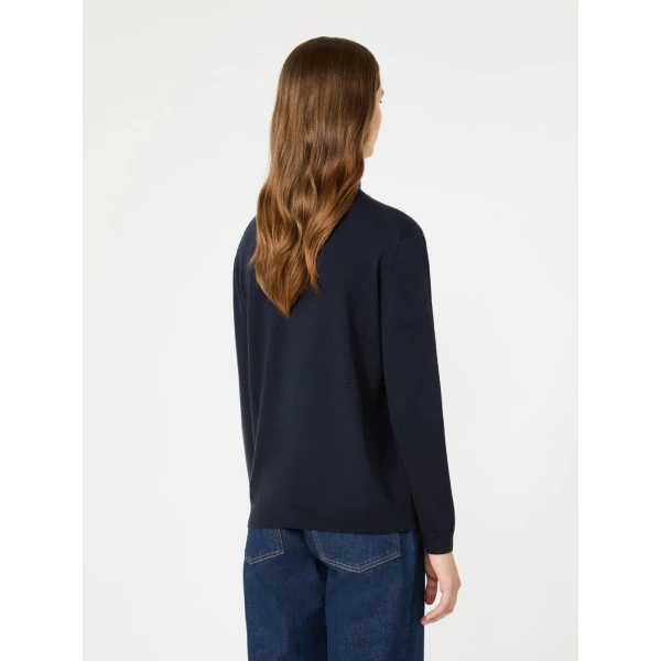 Max Mara Kiku Wool and Silk Turtleneck in Navy | Turtlenecks | Luxury Shoes 