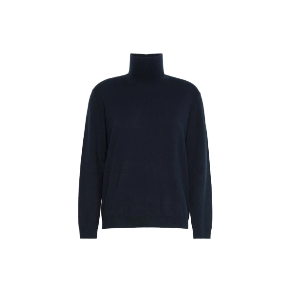 Max Mara Kiku Wool and Silk Turtleneck in Navy | Turtlenecks | Luxury Shoes 