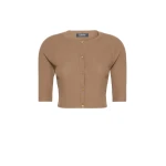 Max Mara Kiwi Cropped Wool Cardigan in Camel | Cardigan | Luxury Shoes 