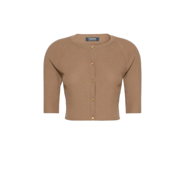 Max Mara Kiwi Cropped Wool Cardigan in Camel | Cardigan | Luxury Shoes 