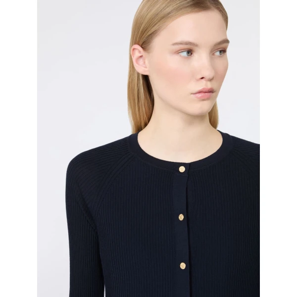Max Mara Kiwi Cropped Wool Cardigan in Ultramarine | Cardigan | Luxury Shoes 