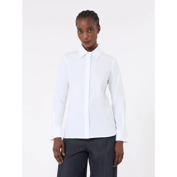 Max Mara Knut Cotton Logo Shirt in Optical White | Shirts | Luxury Shoes 