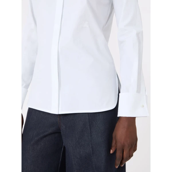 Max Mara Knut Cotton Logo Shirt in Optical White | Shirts | Luxury Shoes 