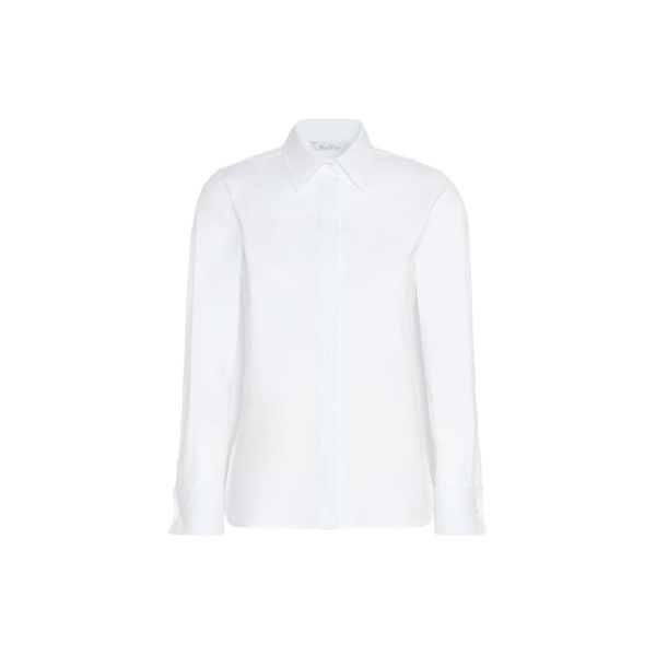 Max Mara Knut Cotton Logo Shirt in Optical White | Shirts | Luxury Shoes 