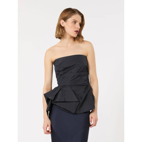 Max Mara Laccio Taffeta Corset Top in Ultramarine | Blouse | Luxury Shoes 