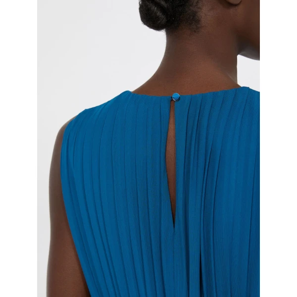 Max Mara Laghi Pleated Jersey Dress in Navy | Midi Dresses | Luxury Shoes 