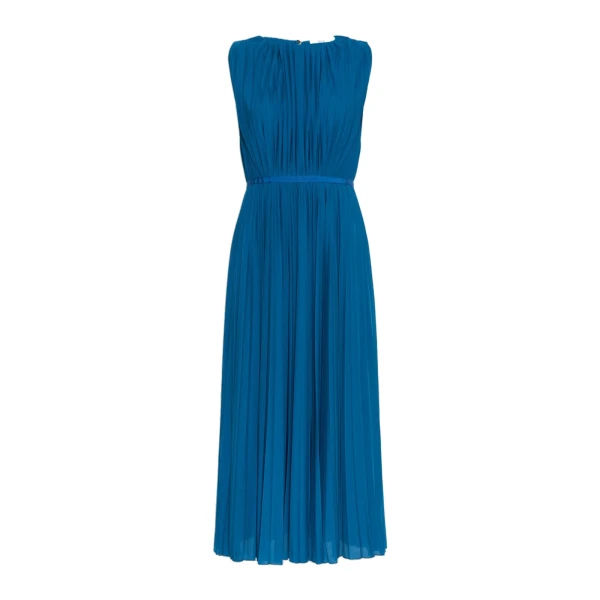 Laghi Pleated Jersey Dress in Navy