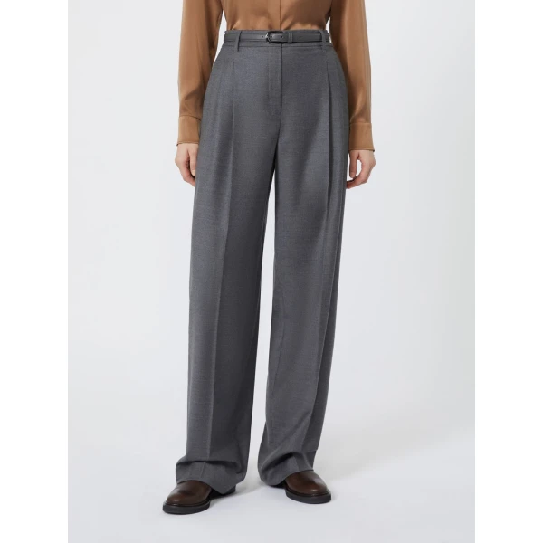 Max Mara Lago Wool Flannel Trousers in Dark Grey | Tailored pants | Luxury Shoes 