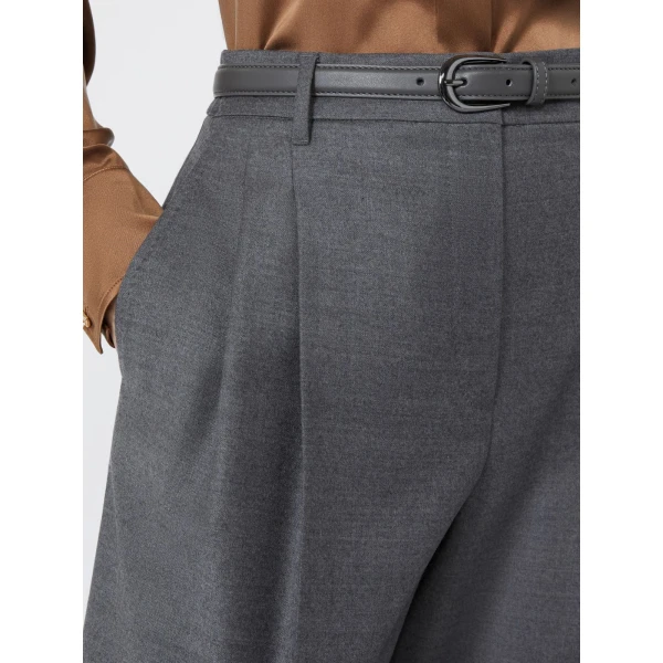 Max Mara Lago Wool Flannel Trousers in Dark Grey | Tailored pants | Luxury Shoes 