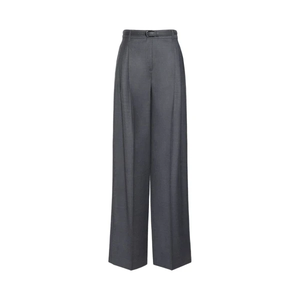 Lago Wool Flannel Trousers in Dark Grey