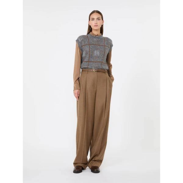 Max Mara Lago Wool Flannel Trousers in Tobacco | Tailored pants | Luxury Shoes 