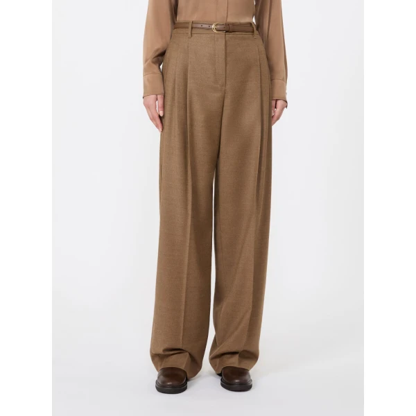 Max Mara Lago Wool Flannel Trousers in Tobacco | Tailored pants | Luxury Shoes 