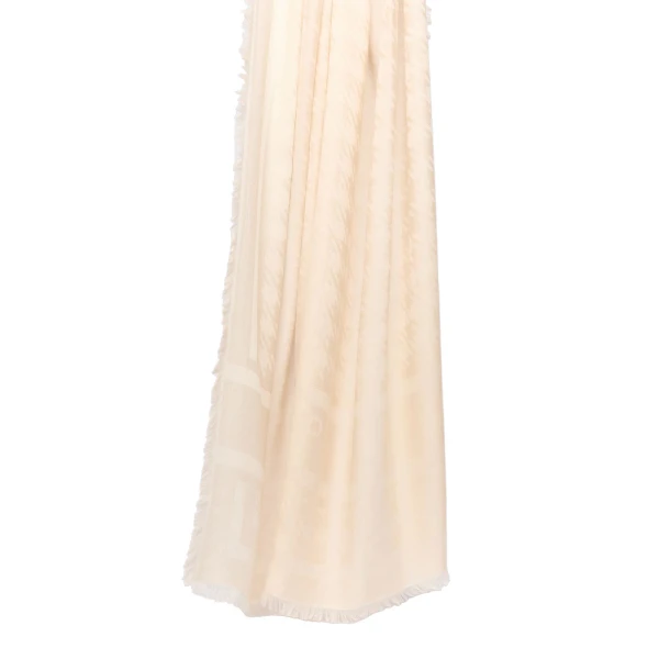 Max Mara Lama Houndstooth Jacquard Shawl in Beige | Scarves | Luxury Shoes 