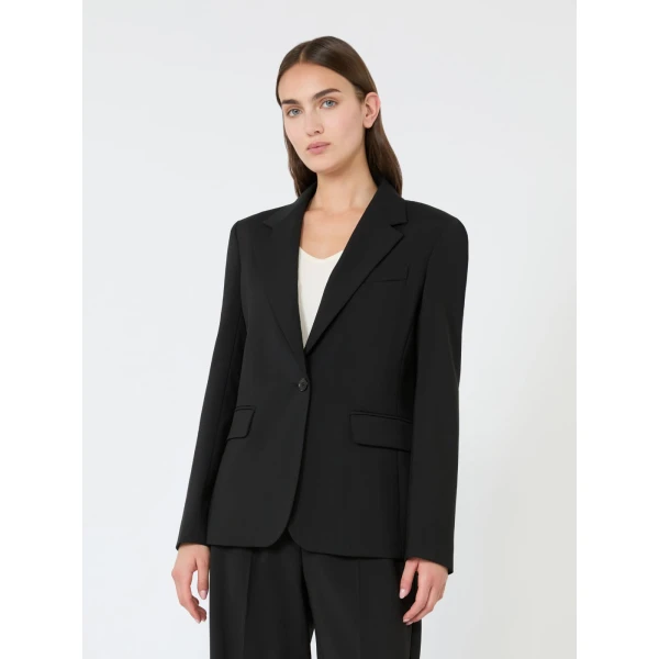 Max Mara Lamine Single-Breasted Stretch Wool Blazer in Black | Blazers | Luxury Shoes 