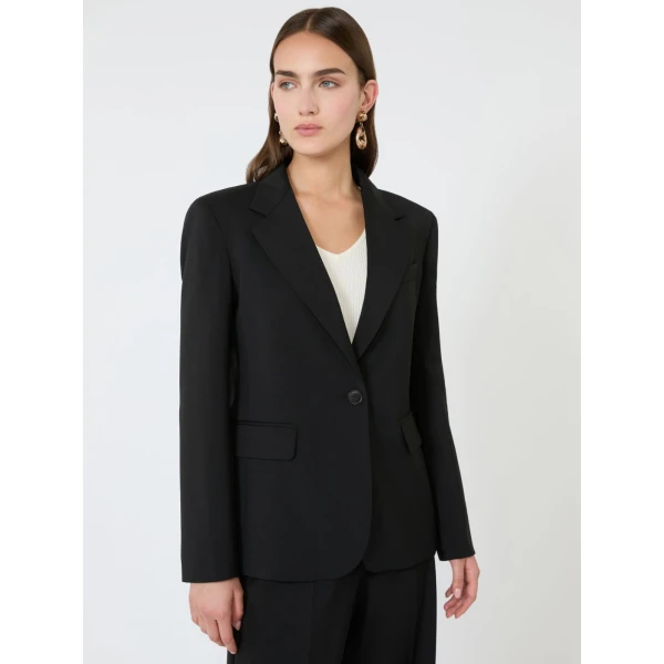 Max Mara Lamine Single-Breasted Stretch Wool Blazer in Black | Blazers | Luxury Shoes 