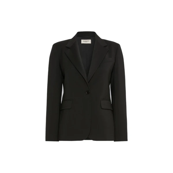 Lamine Single-Breasted Stretch Wool Blazer in Black