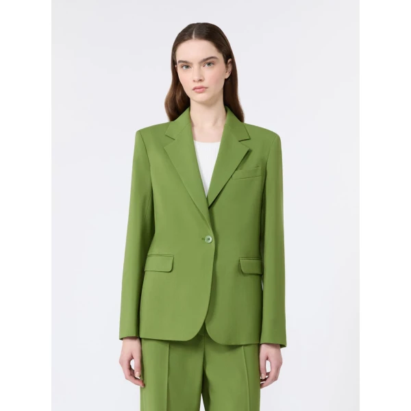 Max Mara Lamine Single-Breasted Stretch Wool Blazer in Green | Blazers | Luxury Shoes 