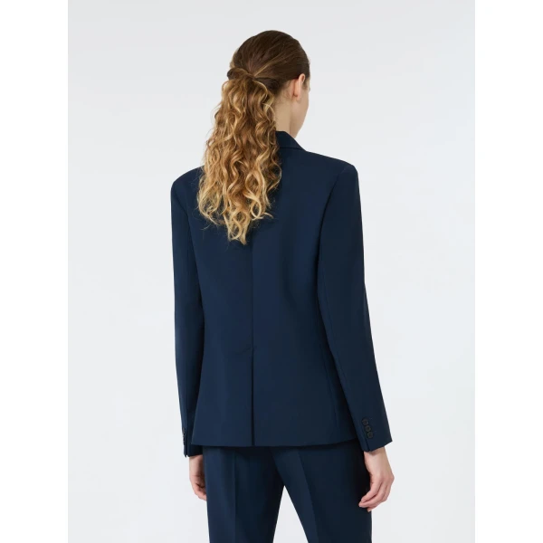 Max Mara Lamine Single-Breasted Stretch Wool Blazer in Navy | Blazers | Luxury Shoes 