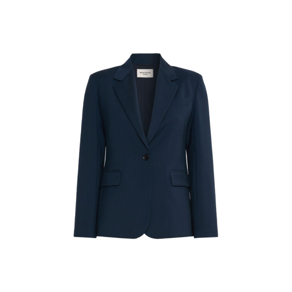 Max Mara Lamine Single-Breasted Stretch Wool Blazer in Navy | Women | Luxury Shoes 