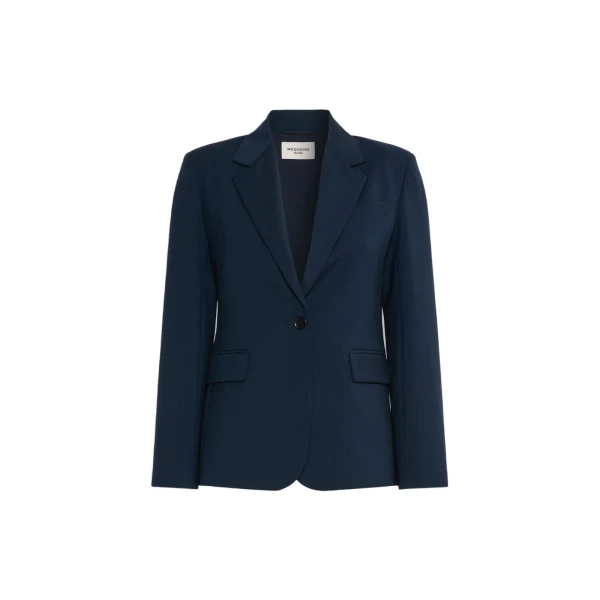 Lamine Single-Breasted Stretch Wool Blazer in Navy