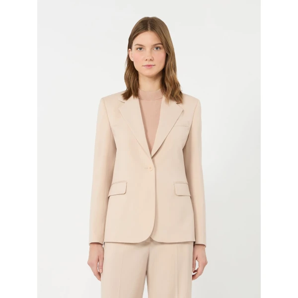 Max Mara Lamine Single-Breasted Stretch Wool Blazer in Powder Pink | Blazers | Luxury Shoes 