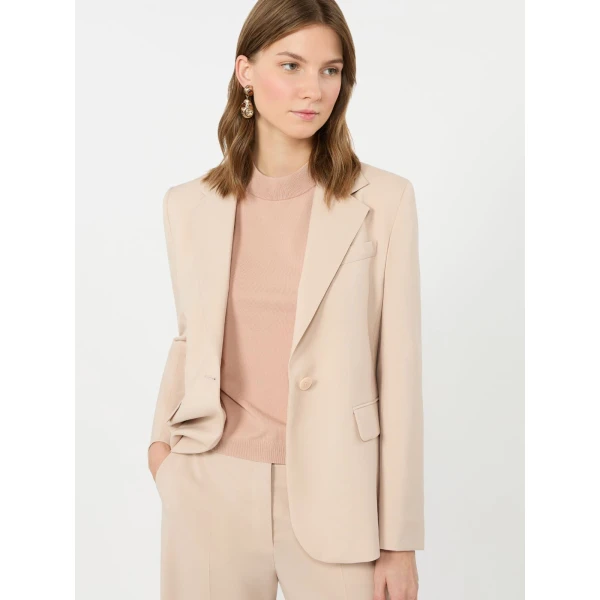Max Mara Lamine Single-Breasted Stretch Wool Blazer in Powder Pink | Blazers | Luxury Shoes 