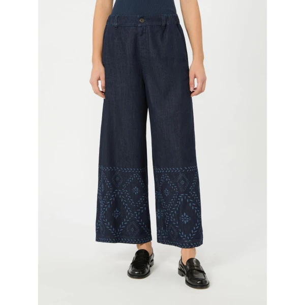 Max Mara Lampada Laser-Cut Denim Jeans in Navy | Denim | Luxury Shoes 