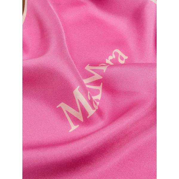 Max Mara Lampara Printed Silk Pocket Square in Antique Rose | Scarves | Luxury Shoes 