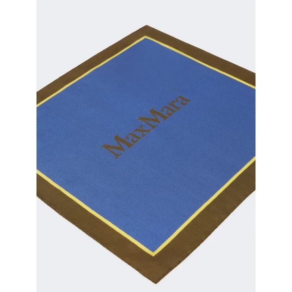 Max Mara Lampara Printed Silk Pocket Square in Light Blue | Scarves | Luxury Shoes 