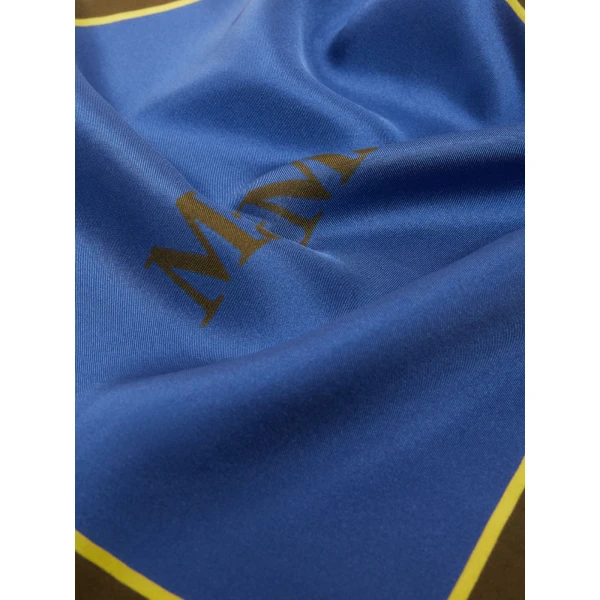 Max Mara Lampara Printed Silk Pocket Square in Light Blue | Scarves | Luxury Shoes 