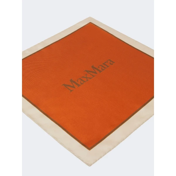 Max Mara Lampara Printed Silk Pocket Square in Orange | Scarves | Luxury Shoes 