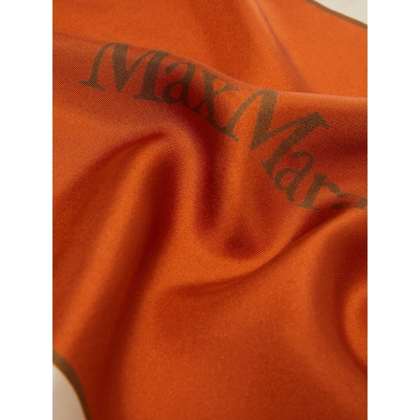 Max Mara Lampara Printed Silk Pocket Square in Orange | Scarves | Luxury Shoes 