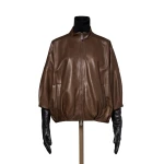 Max Mara Lanoso Lambskin Nappa Leather Blouson in Mud | Leather Jackets | Luxury Shoes 