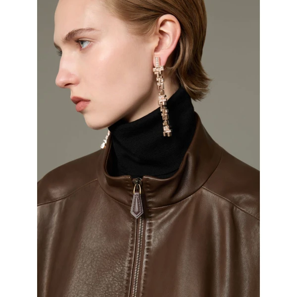 Max Mara Lanoso Lambskin Nappa Leather Blouson in Mud | Leather Jackets | Luxury Shoes 
