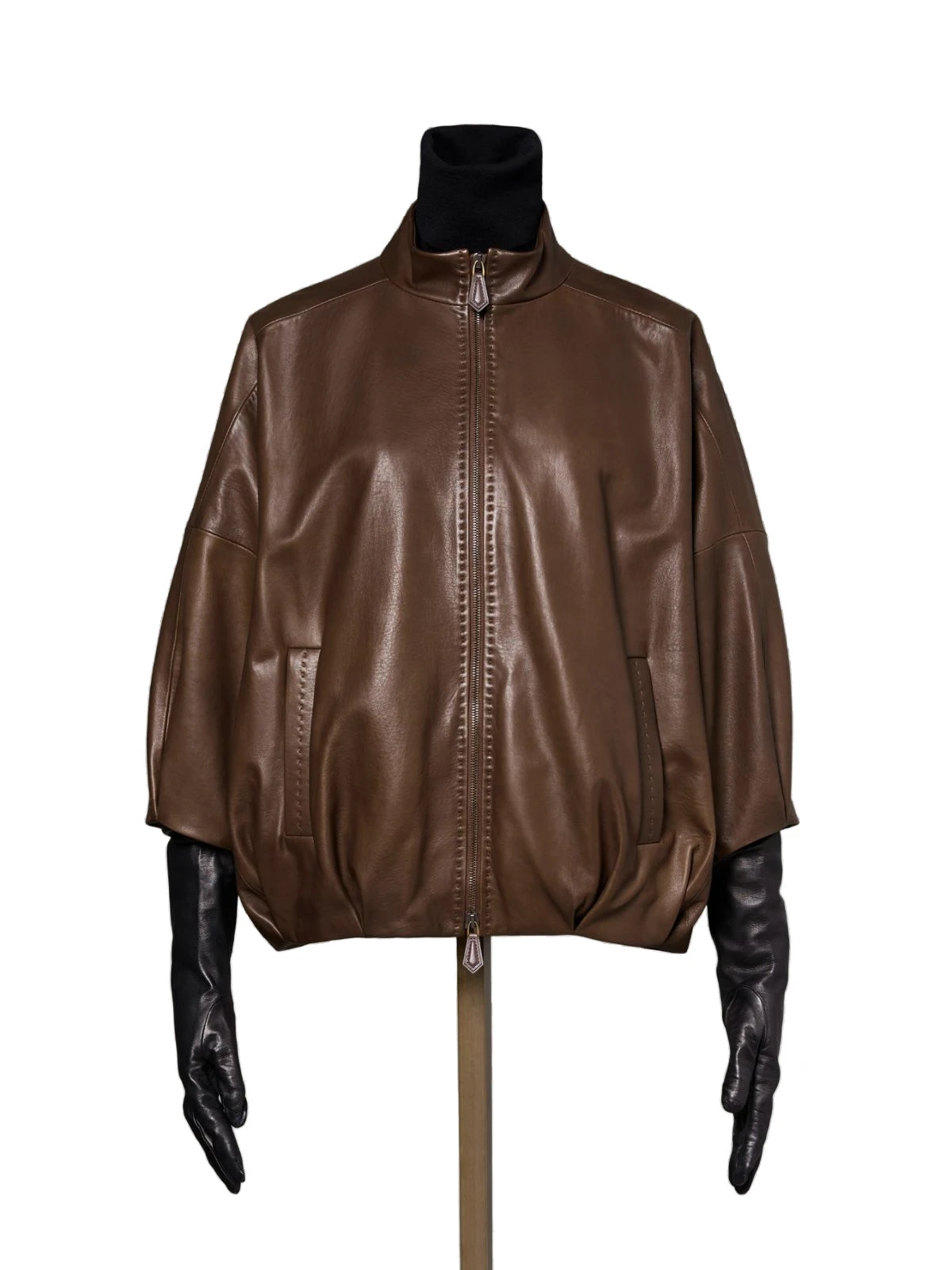 Max Mara Lanoso Lambskin Nappa Leather Blouson in Mud Max Mara Lanoso Lambskin Nappa Leather Blouson in Mud | Leather Jackets | Luxury Shoes