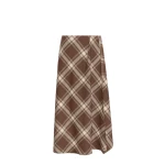 Max Mara Lanoso Tartan Wool Wrap Skirt in Brown | Midi Skirts | Luxury Shoes 