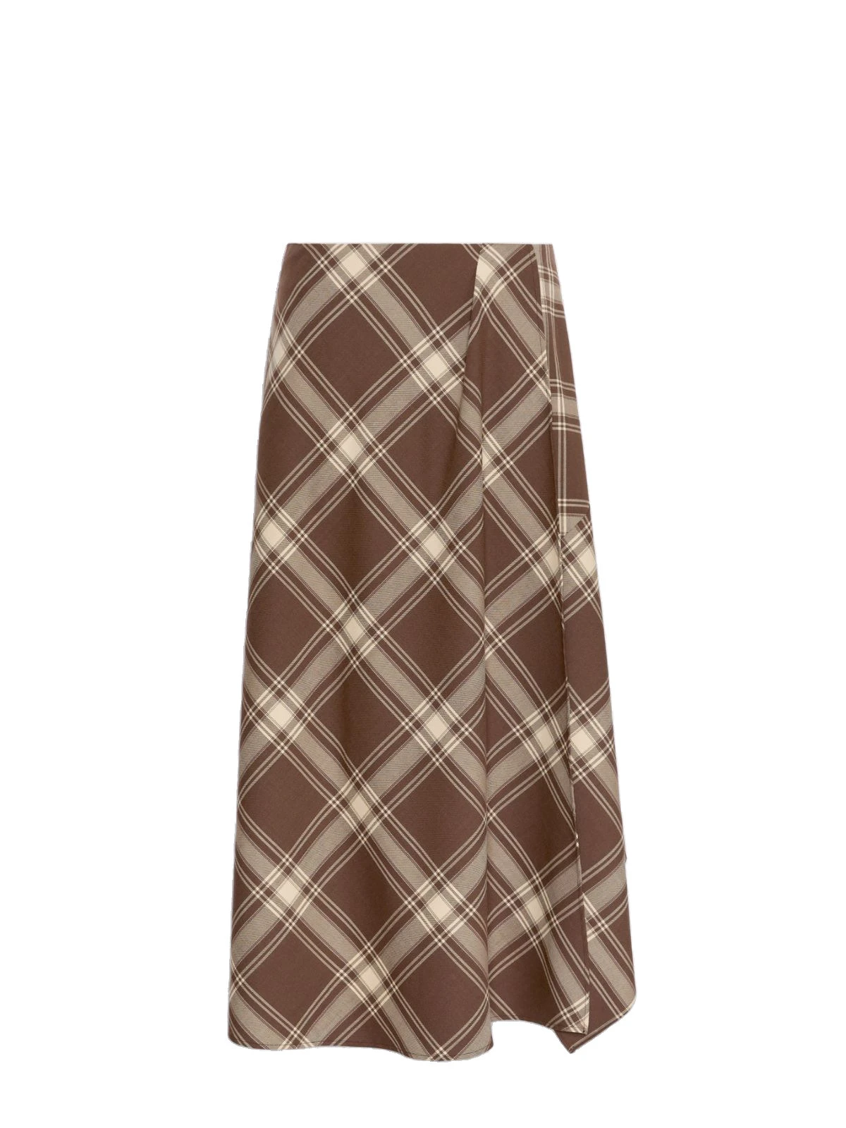 Max Mara Lanoso Tartan Wool Wrap Skirt in Brown Max Mara Lanoso Tartan Wool Wrap Skirt in Brown | Midi Skirts | Luxury Shoes